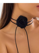 Чокер цветок-роза украшение на шею черный