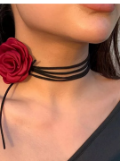 Чокер цветок-роза украшение на шею красный