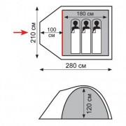 Туристическая палатка Totem Indi 3 V2 TTT-018 трехместная Туристическая палатка Totem Indi 3 V2 TTT-018 трехместная