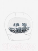 Диван подвесной M-Group Лежебока 11180109 (с белым ротангом/серая подушка)