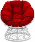 Кресло садовое M-Group Пончик 12320106 (белый ротанг/красная подушка) Кресло садовое M-Group Пончик 12320106 (белый ротанг/красная подушка)