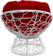 Кресло садовое M-Group Пончик 12320106 (белый ротанг/красная подушка)