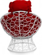 Кресло садовое M-Group Папасан мини 12070106 (белый ротанг/красная подушка)