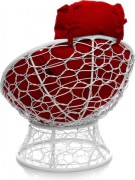 Кресло садовое M-Group Папасан мини 12070106 (белый ротанг/красная подушка)