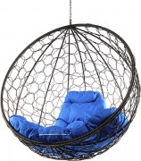 Кресло подвесное M-Group Круг 11050210 (коричневый ротанг/синяя подушка) Кресло подвесное M-Group Круг 11050210 (коричневый ротанг/синяя подушка)