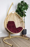 Кресло подвесное M-Group Капля Люкс 11030502 (бежевый ротанг/бордовая подушка) Кресло подвесное M-Group Капля Люкс 11030502 (бежевый ротанг/бордовая подушка)
