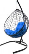 Кресло подвесное M-Group Капля 11020410 (черный ротанг/синяя подушка)