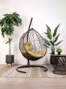 Кресло подвесное M-Group Капля 11020201 (коричневый ротанг/бежевая подушка) Кресло подвесное M-Group Капля 11020201 (коричневый ротанг/бежевая подушка)