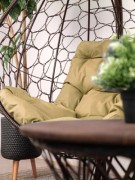Кресло подвесное M-Group Капля 11020201 (коричневый ротанг/бежевая подушка)
