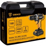 Аккумуляторная дрель-шуруповерт Deko Sharker 16V в кейсе 083-1108 Аккумуляторная дрель-шуруповерт Deko Sharker 16V в кейсе 083-1108