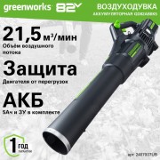 Воздуходувка аккумуляторная Greenworks GD82ABIIK5 / 2407007UB