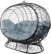 Диван садовый M-Group Улей на ножках / 11220409 (черный ротанг/серая подушка)