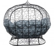 Диван садовый M-Group Улей на ножках / 11220409 (черный ротанг/серая подушка)