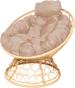 Кресло садовое M-Group Папасан мини / 12890501 (бежевый ротанг/бежевая подушка)