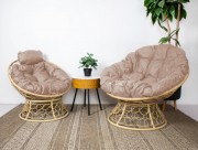 Кресло садовое M-Group Папасан мини / 12890501 (бежевый ротанг/бежевая подушка)