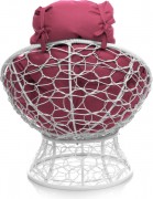 Кресло садовое M-Group Папасан мини / 12070108 (белый ротанг/розовая подушка)