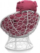 Кресло садовое M-Group Папасан мини / 12070108 (белый ротанг/розовая подушка)