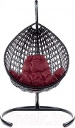 Кресло подвесное M-Group Капля Люкс / 11030402 (черный ротанг/бордовая подушка)