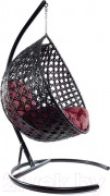 Кресло подвесное M-Group Капля Люкс / 11030402 (черный ротанг/бордовая подушка)