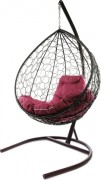 Кресло подвесное M-Group Капля / 11020202 (коричневый ротанг/бордовая подушка)