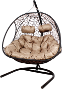 Кресло подвесное M-Group Добрыня / 11460401 (черный ротанг/бежевая подушка)