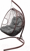 Кресло подвесное M-Group Для двоих / 11450209 (коричневый ротанг/серая подушка)