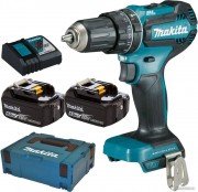 Ударная дрель-шуруповерт Makita DHP485RTJ (с 2-мя АКБ 5 Ач, кейс)