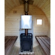 Баня квадро-бочка ComfortProm 2 метра с печным узлом + козырек