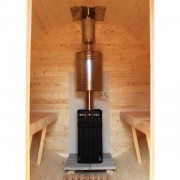 Баня-бочка ComfortProm 3 метра с печным узлом и предбанником + крыльцо