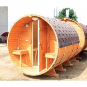 Баня-бочка ComfortProm 2 метра с печным узлом + крыльцо