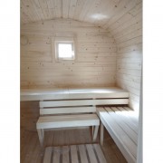 Баня квадро-бочка ComfortProm 3 метра + крыльцо, печной узел и предбанник