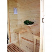 Баня квадро-бочка ComfortProm 5 метров с печным узлом, предбанником и помывочной + крыльцо