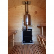 Баня квадро-бочка ComfortProm 5 метров с печным узлом, предбанником, помывочной + козырек