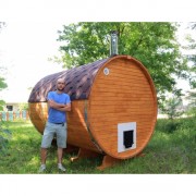 Баня-бочка ComfortProm 3 метра с печным узлом и предбанником Баня-бочка ComfortProm 3 метра с печным узлом и предбанником