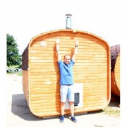 Баня квадро-бочка ComfortProm 3 метра с печным узлом и предбанником