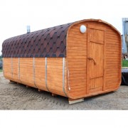 Баня квадро-бочка ComfortProm 5 метров с печным узлом, предбанником и помывочной Баня квадро-бочка ComfortProm 5 метров с печным узлом, предбанником и помывочной