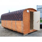 Баня квадро-бочка ComfortProm 5 метров с печным узлом, предбанником и помывочной