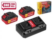 Набор аккумулятор 2х4 А*ч и зарядное устройство 2х2 А Wortex ALL1 МЕГА